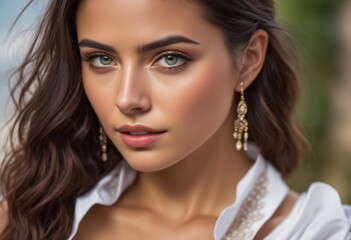 Fototapeta premium A Portrait Of Breathtakingly Gorgeous, Exotic, Beautiful Woman. 