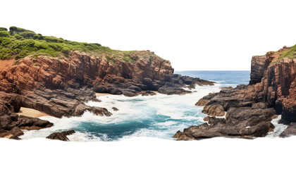 the coast of the ocean isolated on transparent background cutout