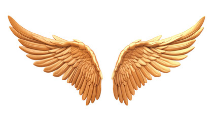 Fototapeta premium golden angle wings isolated on transparent background cutout