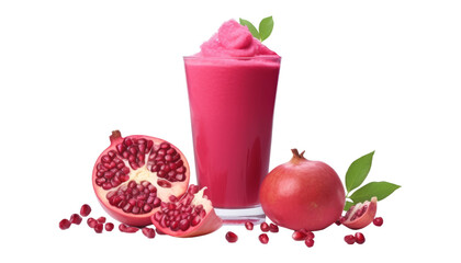 pomegranate juice and fruits isolated on transparent background cutout