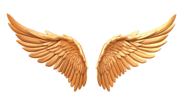 golden angle wings isolated on transparent background cutout