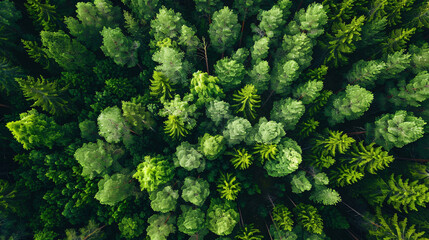a green forest with a forest of trees and a forest background World Earth Day, agriculture farming organics and ecology Save the world concept - Powered by Adobe