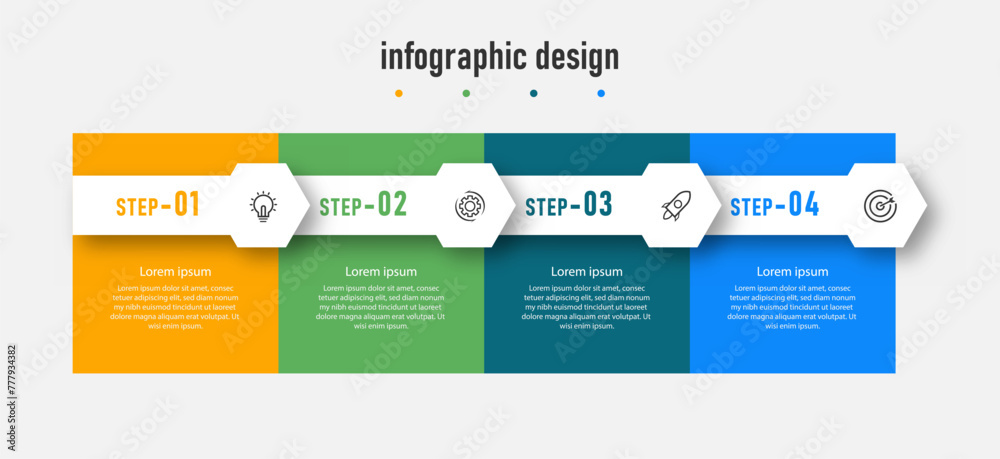 Wall mural infographic element timeline with 4 steps, options. can be used for workflow diagram, info chart, we