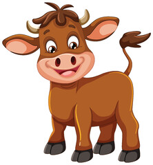 Vector illustration of a smiling, adorable cow