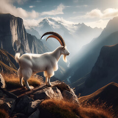 Mountain goat on the mountain.