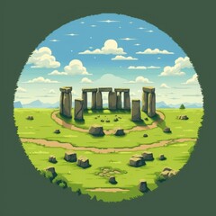 Stonehenge stone monument in flat style. Stonehenge is a symbol of ancient civilization.
