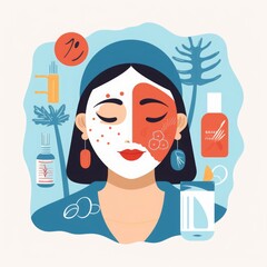 Woman with cosmetic face mask. Facial treatment concept.