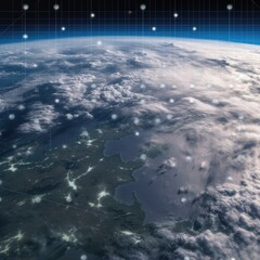 North America from space. 3D illustration with detailed planet surface and visible city lights.