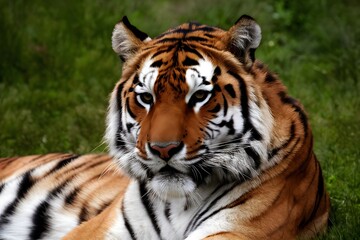Obraz premium Regal portrait capturing the majestic essence of the Siberian tiger