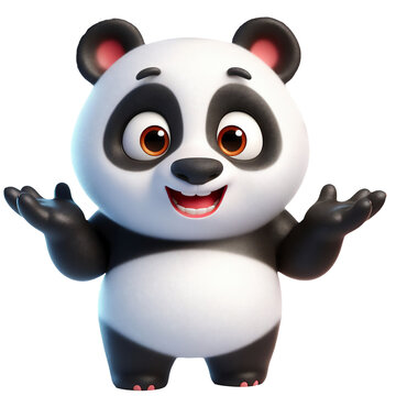 Adorable 3d render Panda character isolated illustration