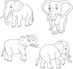 Elephant Clipart Set. Cartoon Wild Animals Clipart Set for Lovers of Wildlife.