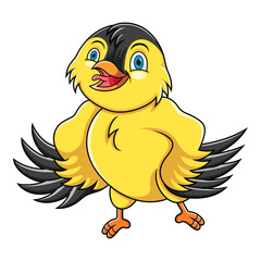 Cartoon Yellow Canary bird on white background