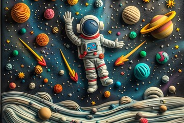 宇宙飛行士のイラスト - obrazy, fototapety, plakaty