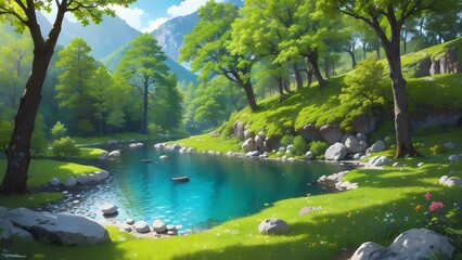 Obraz premium lake in the forest