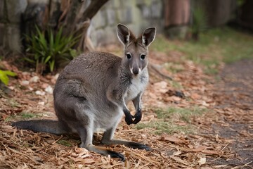Naklejka na ściany i meble StockImage Wild wallaby captured in its natural habitat, showcasing Australian wildlife