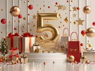 3d number 5 on a podium background themed for flash sales