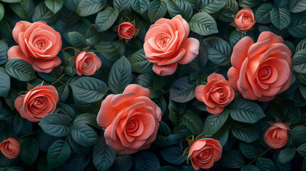 Obraz premium Seamless pattern with spring flowers and leaves. Hand drawn background. floral pattern for wallpaper or fabric. Flower rose. Botanic Tile.