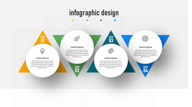 Modern design infographics template. timeline with 4 steps, options. can be used for workflow diagram, info chart, web design. vector illustration.