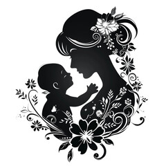 Mother and baby with flowers 