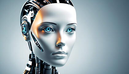 AI robot with futuristic design and glowing elements, representing advanced technology and innovation


