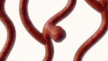 3d rendering of a saccular aneurysm, also known as a berry aneurysm, is a bulge that forms on the wall of a blood vessel in the brain