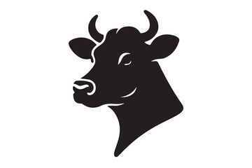 Cow head vector silhouette, Vector of cow head design, Cow silhouette design