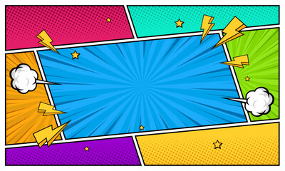 Colorful comic abstract scene page background 