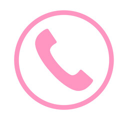 シンプルなピンク色の電話アイコン