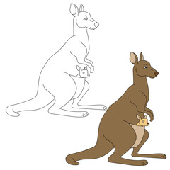 Kangaroo Clipart Set. Cartoon Wild Animals Clipart Set for Lovers of Wildlife.