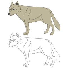 Wolf Clipart Set. Cartoon Wild Animals Clipart Set for Lovers of Wildlife.