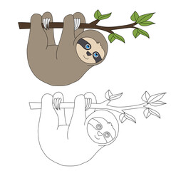 Obraz premium Sloth Clipart Set. Cartoon Wild Animals Clipart Set for Lovers of Wildlife. 
