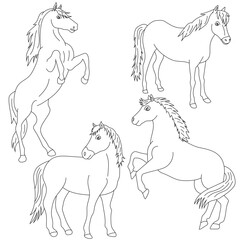 Horse Clipart Set. Cartoon Wild Animals Clipart Set for Lovers of Wildlife. 