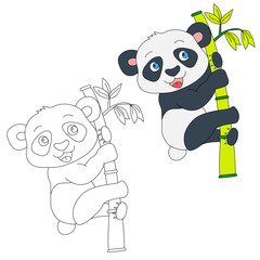 Fototapeta premium Panda Clipart Set. Cartoon Wild Animals Clipart Set for Lovers of Wildlife. 