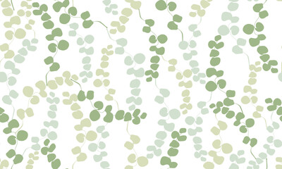 Floral Seamless Pattern with Green Leaves on White Background. Leaves Pattern. Leaf Botanical Texture for Prints, Home Decoration, Fabric, Textile, Surface Design. Vector EPS 10