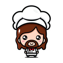cute jesus wearing chef clothes