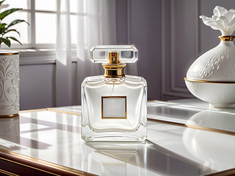 Perfume product photography at luxury home