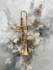 Fototapeta na wymiar Explosive musical instrument wall art the indication of greatness and fame in music
