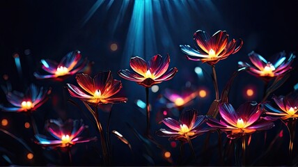 abstract lights flowers with a background dynamic beam