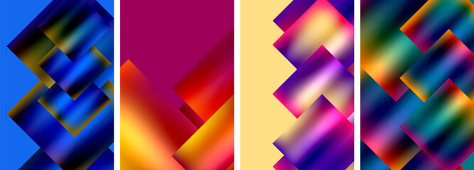 Colorful metal square abstract poster backgrounds