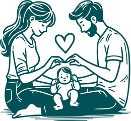 happy family character vector