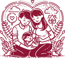 happy family character vector