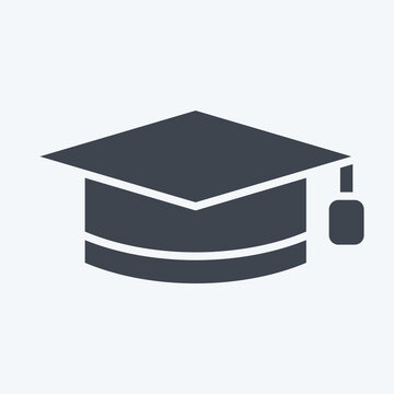 Icon Graduation Hat. related to Learning symbol. glyph style. simple design illustration