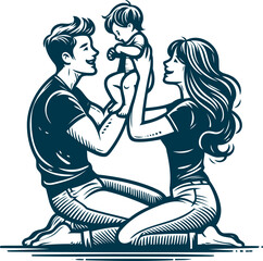 happy family character vector