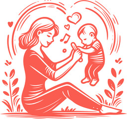 mother and baby vector