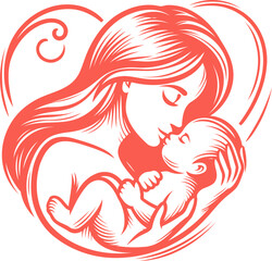 mother and baby vector