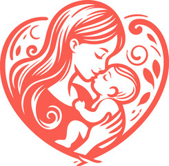 mother and baby vector