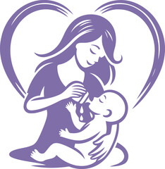 mother and baby vector