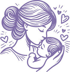 mother and baby vector