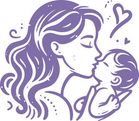 mother and baby vector