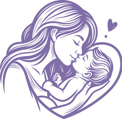 mother and baby vector